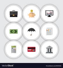 Flat Icon Finance Set Of Money Box Chart Parasol