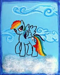 embroidering on canvas rainbow dash