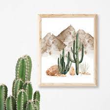 Cactus Wall Art Cactus Art Print Living