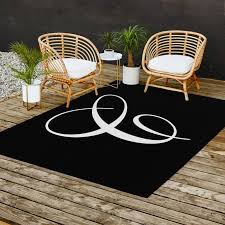 white monogram c outdoor rug