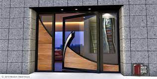 Pivot Front Doors Wood Glass Metal