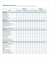 Monthly Family Chore Chart Template Job Childrens Family