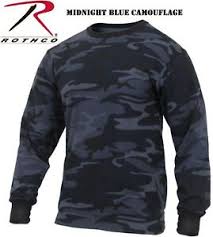 Details About Midnight Blue Camouflage Long Sleeve T Shirt Military Shirt Rothco 3637