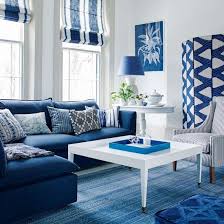Blue And White Living Room With Cobalt