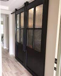 Double Barn Doors With Privacy Glass By