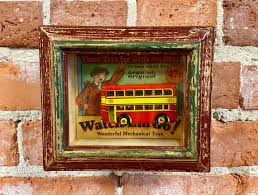 Vintage Toy Framed Behind Glass Shadow