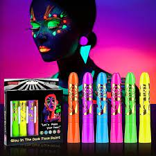 black light face paint crayons kit