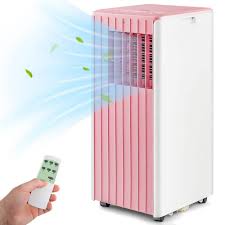 hikide 10000 btu 3 in 1 portable air conditioner cools 350 sq ft with dehumidifier pink