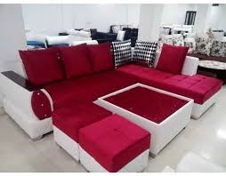 modern velvet red l shape sofa set for