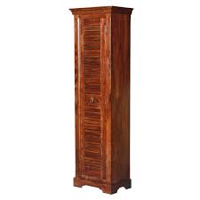 Building cabinets from solid wood can be done for sure. Farmhouse Louvered Door Solid Acacia Wood Tall Narrow Linen Cabinet