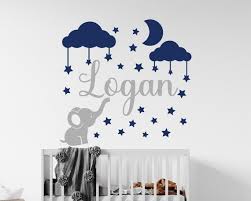 Name Wall Decal Baby Elephant Decal