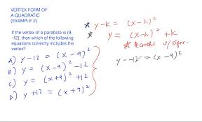 Vertex Form Of A Quadratic Example 2