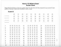 multiple choice test answer sheet