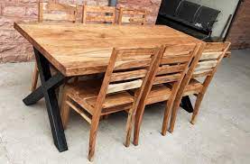 solid wood acacia dining table with 6
