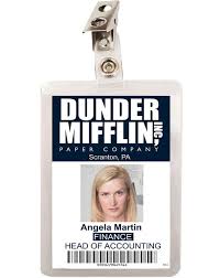 The Office Angela Martin Dunder Mifflin Id Badge Cosplay Costume Name Tag Prop