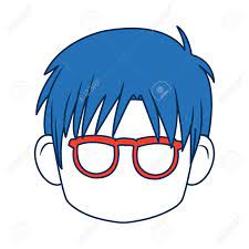 Anime Chico Con Pelo Azul Y Gafas Ilustración Vectorial Ilustraciones svg,  vectoriales, clip art vectorizado libre de derechos. Image 81378578