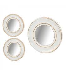 3 Round Wall Mirrors White And Gold Molding