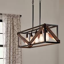 Barrington 32 5 Light Linear Chandelier Distressed Black And Aged Faux Wood Kichler Lighting