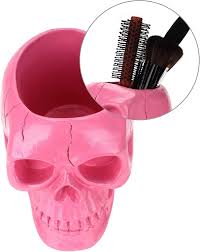 skull pen holder cup skull makeup brush