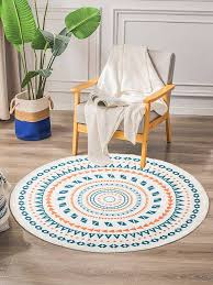 geometric print round rug shein uk