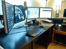 This desk is purposely manufactured to accommodate multiple monitors the areas of the desk are 47.24 inches while the other is 49.21, and the last but certainly not least is the 'need computer desk this is a perfect desk for any workspace. Multi Monitor Setup I Like