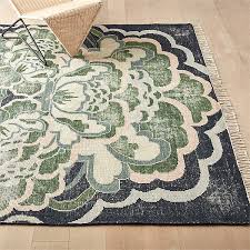 allure green fl hand knotted wool