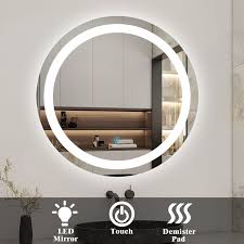 round bathroom mirror with led lights