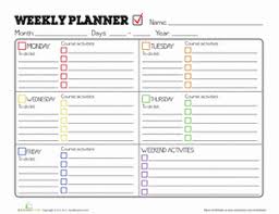 Homework Planner Worksheet Education Com