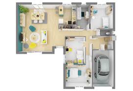 plan de maison 3 chambres modèle dh 94