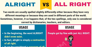 alright vs all right difference