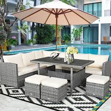 7 pieces outdoor wicker sectional sofa