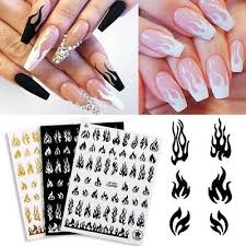 Shop for everything you need to complete your home and garden project. 3d Holographic Fire Flame Nail Stickers Gold Black Decal Diy Nail Art Decoration Ebay