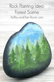 forest rock painting idea using one