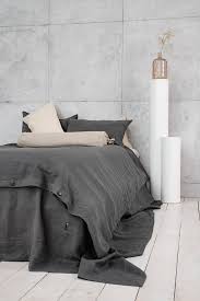 Stone Washed Linen Bedding In Gray