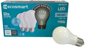 Ecosmart 60 Watt Equivalent A19 Dimmable Energy Star Classic Glass Led Light Bulb Daylight 4 Pack Amazon Com