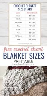 Crochet Blanket Size Chart Printable Rescued Paw Designs