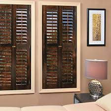 Plantation faux wood interior shutter 39 to 41 in. Home Basics Walnut 2 1 4 In Plantation Real Wood Interior Shutter 23 To 25 In W X 54 In L Qspc2354 The Home Depot