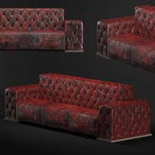 scarlet leather chesterfield sofa 3d model