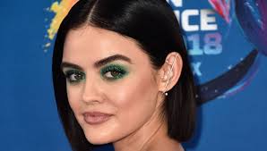 lucy hale goes glam in green eye makeup
