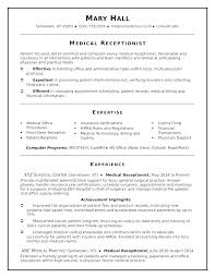 Medical Receptionist Resume Airexpresscarrier Com