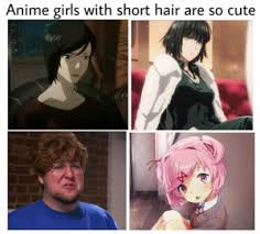 But all of them are more or less adorable on their own terms. Anime Girls With Short Hair Are So Cute Short Hair Is Life Anime Meme On Me Me