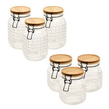 Sets Of 3 Bamboo Swing Lid Embossed