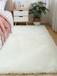 1pc soft white plush decorative carpet