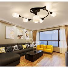 Living Room Ceiling Light Ideas 4 6 Lights Bedroom Black Restaurant Wrought Iron Flower Glass Ball Nordic Style