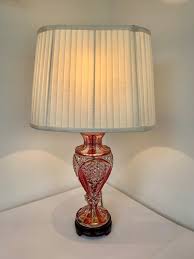 Red Ruby Cut Glass Side Table Lamp