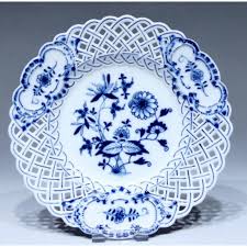 200年一級古董麥森meissen 之Blue Onion 藍洋蔥鏤空瓷盤23.5cm 約1815年~ | 蝦皮購物