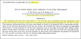 The Title Page Of Our Paper Relating Solar Wind Speed To The