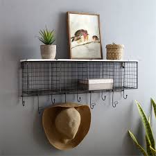 Linon Four Cubby Metal Wall Shelf In