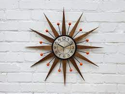 30 27 Burnt Orange Atomic Wall Clock