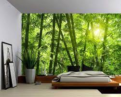 Green Bamboo Forest Sunlight Large Wall